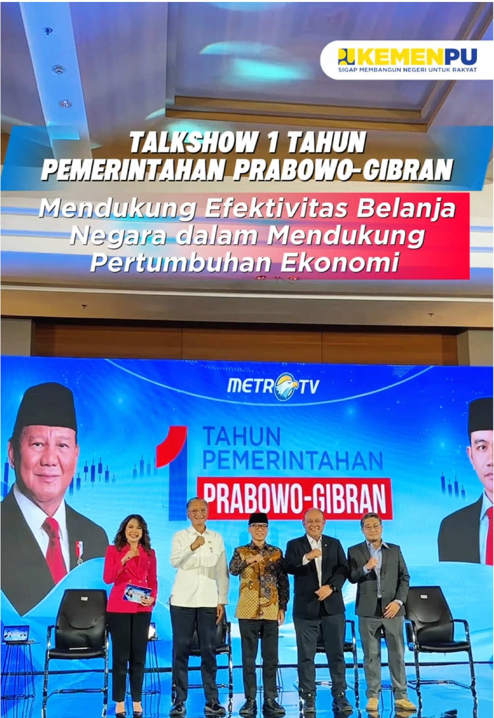 Menteri Pekerjaan Umum @dody_hanggodo menjadi panelis dalam acara “Talkshow 1 Tahun Pemerintahan Prabowo–Gibran” yang diselenggarakan di Jakarta Selatan, Kamis (16/10). Dalam sesi bertajuk “Mendorong Efektivitas Belanja Negara dalam Mendukung Pertumbuhan Ekonomi”, Menteri Dody berdiskusi bersama Menteri Desa dan PDT, Kepala BGN, dan Kepala LPEM FEB UI mengenai peran strategis belanja negara untuk memperkuat daya dorong ekonomi nasional. Melalui optimalisasi belanja infrastruktur yang tepat sasaran, Kementerian PU berkomitmen mendukung arahan Presiden Prabowo Subianto untuk mewujudkan pembangunan yang berkeadilan dan berorientasi pada kesejahteraan rakyat. @bakom.ri #SetahunBerdampak  #PU608 #SigapMembangunNegeriUntukRakyat #fyp