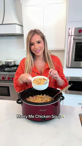 Crockpot Marry Me Chicken Soup💍🍲❤️ I’ve made so many soup recipes in the crockpot and this is hands down one of the best I’ve ever made! It’s heavenlyyyyy! I’ll be adding this into the weekly rotation for sure!!👏🏻 I’m already married but my husband went nuts over it anyways😂🫶🏻 #crockpotmeals #crockpotsoup #crockpot #fallrecipe #fallsoup  Ingredients: * 2–3 chicken breasts * Salt & pepper, to taste * 1 tsp garlic powder * 1 tsp Italian seasoning * ½ tsp red pepper flakes * ½ cup chopped sun-dried tomatoes * 1 (32 oz) carton chicken broth * 1 cup heavy cream * ½ cup grated Parmesan cheese * ½ box dry ditalini pasta Cook on high for 3–4 hours or low for 6 hours