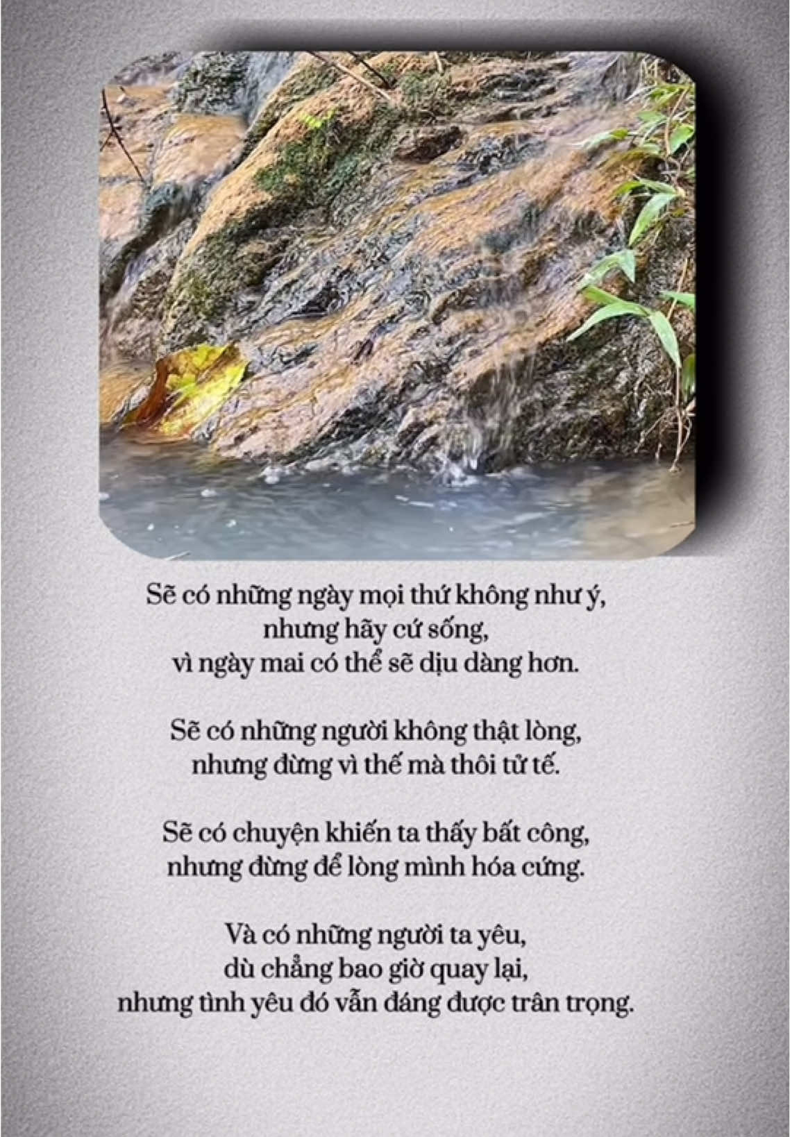 Sẽ có những ngày mọi thứ không như ý, nhưng hãy cứ sống, vì ngày mai có thể sẽ dịu dàng hơn. Sẽ có những người không thật lòng, nhưng đừng vì thế mà thôi tử tế. Sẽ có chuyện khiến ta thấy bất công, nhưng đừng để lòng mình hóa cứng. Và có những người ta yêu, dù chẳng bao giờ quay lại, nhưng tình yêu đó vẫn đáng được trân trọng.
