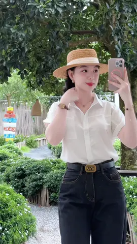 Áo sơ mi cộc tay túi gấp cách điệu chất tằm mềm mỏng mát #aosomi #aosominu #somicoctay #thoitrangnu #xuhuong 