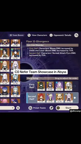 C0 Nefer vs Abyss Floor 12 (This was filmed on the Creator Experience Server. Gameplay may differ from the official release) #GenshinImpact #nefer 