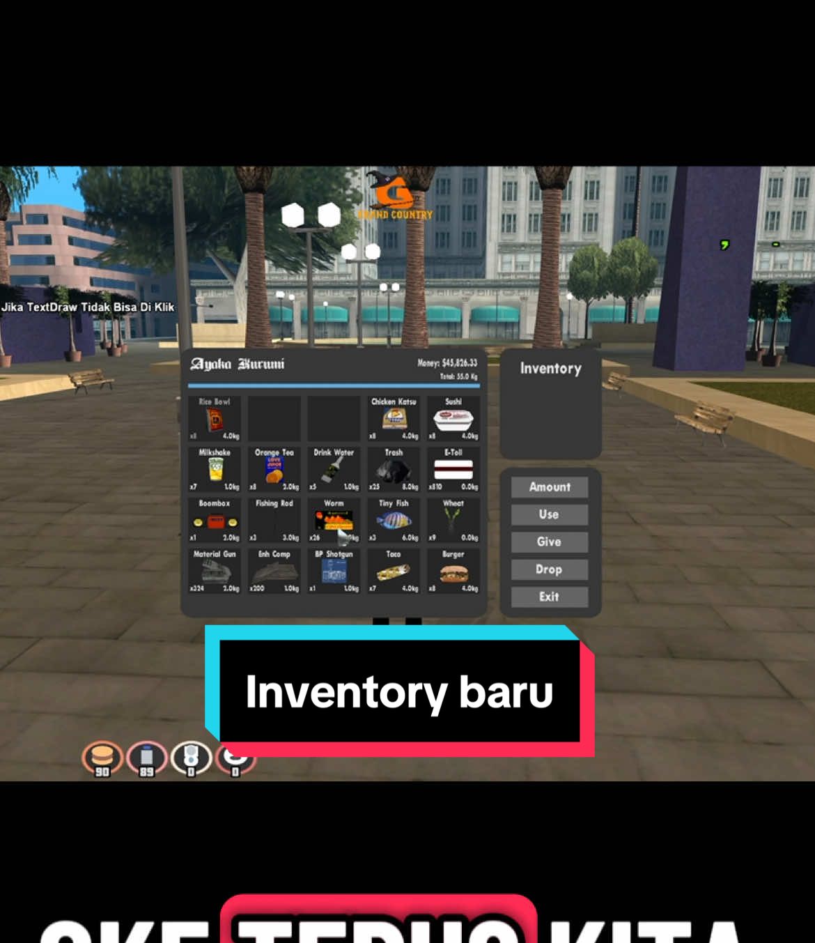 Perkenalan inventory textdraw sistem baru di Grand Country  #SAMP #GCRP #grandcountryroleplay #gtasa #gtasanandreas 