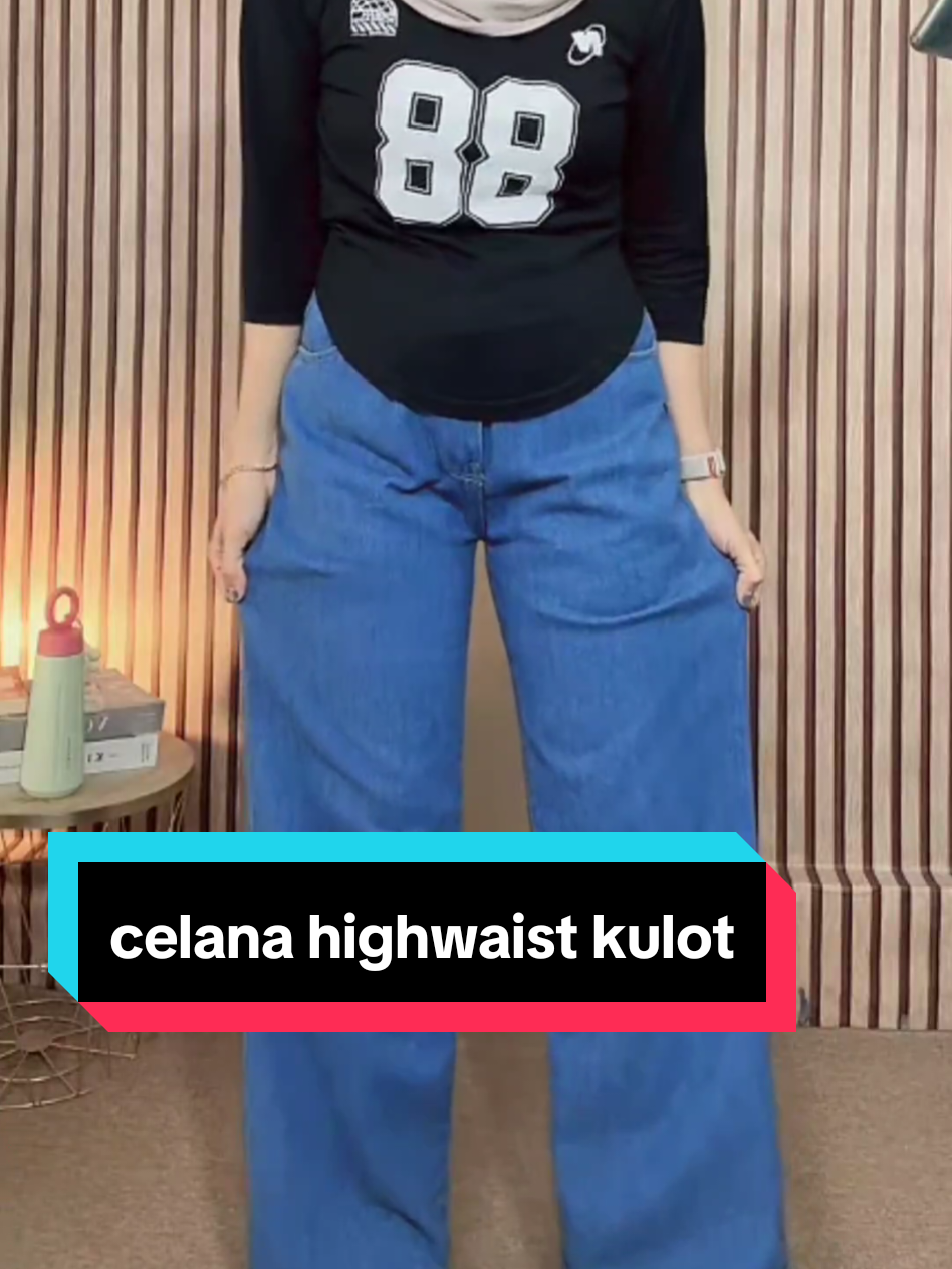 cElana highwaist kulot ban karet kancing 2 loose Panjang Wanita Nyaman Jeans premium terbaru #celana #jeans #kulot #highwaistjeans #bismillahfyp 