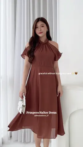 Prospero Halter Dress — Unveiling classic charm in an elegant halter silhouette, ready to accompany every precious moment with an unforgettable softness 🎅🏻🎄🤎🥂✨ #outfitinspo #christmasiscoming #dresssimpleelegan #dresscokelat #halterdress 