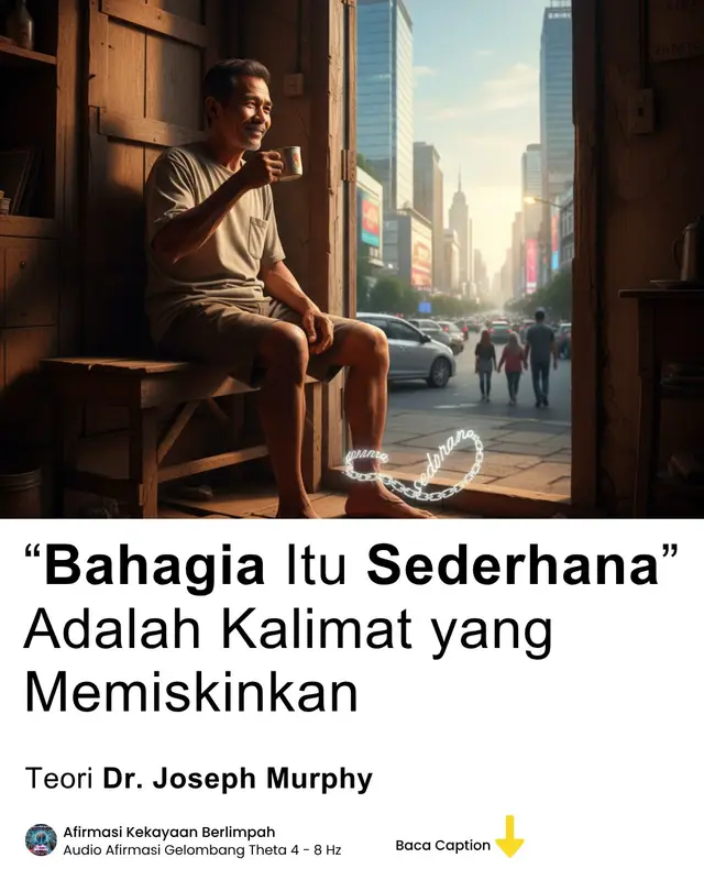 Tapi kenapa hidupmu tetap sempit, rezeki seret, dan kamu terus menahan diri dari hal-hal yang kamu mau? Karena kalimat itu bukan nasihat bijak… tapi mantra kemiskinan yang kamu ucapkan setiap hari tanpa sadar. Kamu mungkin sering bilang: “Yang penting cukup.” “Yang penting sehat, nggak usah kaya.” “Bahagia itu sederhana kok.” Tapi sadar nggak, kalimat itu lahir dari rasa bersalah untuk memiliki lebih? Seolah kalau kamu bahagia karena punya uang banyak, rumah bagus, atau hidup nyaman — itu dosa. Padahal kamu bukan sedang menolak keserakahan. Kamu sedang menolak izin untuk bahagia secara penuh — bahagia yang utuh, yang juga mencakup kelimpahan, keamanan, dan kenyamanan hidup. 🧠 Dr. Joseph Murphy, penulis The Power of Your Subconscious Mind, menjelaskan bahwa pikiran bawah sadar tidak mengenal humor. Ia menerima setiap kalimat sebagai perintah literal dari Anda. Ketika Anda berkata, “Bahagia itu sederhana,” bawah sadar Anda mencatat: “Saya tidak membutuhkan hal besar untuk bahagia.” “Saya tidak pantas untuk kehidupan yang mewah atau melimpah.” Dan sejak itu, hidup Anda diset ke mode bertahan, bukan berkembang. Energi uang tidak bisa mengalir ke pikiran yang telah memerintahkan dirinya untuk “cukup sedikit saja.” Murphy menyebut ini sebagai belief trap — jebakan keyakinan positif yang diam-diam memblokir afirmasi kekayaan dan menurunkan frekuensi kelimpahan Anda. Sekarang, saatnya ubah perintah bawah sadar Anda. Mulailah meyakini bahwa bahagia boleh besar, kaya boleh spiritual, dan kelimpahan boleh suci. Bahwa memiliki banyak uang tidak menghapus kesederhanaan — justru memperluas kemampuan Anda untuk memberi, membantu, dan hidup dengan damai. Inilah fungsi dari Audio Afirmasi Kekayaan Berlimpah dengan Gelombang Theta (4–8 Hz) — alat pemrograman ulang bawah sadar yang bekerja di kedalaman pikiran Anda, di titik di mana realitas dibentuk. 🎧 Dalam kondisi gelombang Theta, logika Anda beristirahat, dan afirmasi seperti: “Saya layak menikmati hidup berlimpah.” “Kekayaan adalah bentuk cinta Tuhan yang mengalir melalui saya.” “Semakin saya bahagia, semakin alam semesta memancarkan rezeki.” …akan langsung tertanam ke pusat mindset kaya Anda. Dari situ, energi uang Anda naik, dan hidup mulai selaras dengan frekuensi kelimpahan yang lebih tinggi. 💫 Tugas malam ini: Tulis ulang kalimat “Bahagia itu sederhana” menjadi “Bahagia itu melimpah dan penuh cinta.” Biarkan kalimat baru itu menanamkan izin bagi dirimu untuk menerima yang lebih besar. 💫 SIMPAN & BAGIKAN postingan ini kalau kamu sering merasa bersalah saat ingin hidup lebih baik. 💫 Dengarkan Audio Afirmasi Kekayaan sebelum tidur dan biarkan gelombang Theta memprogram ulang rasa layakmu selama kamu tidur. 💫 FOLLOW & klik link di bio untuk mulai perjalanan menuju versi dirimu yang bahagia, kaya, dan spiritual tanpa rasa bersalah.