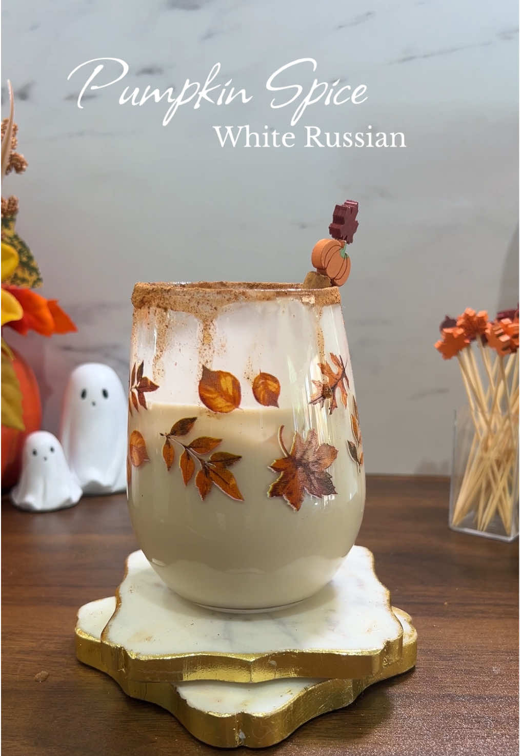 Tis the season 🍁 #fallcocktails Recipe: 1 oz. coffee liqueoe 1 oz. vodka 1 oz. pumpkin spice liqueour  Shake well. Add 1.5 oz. cream and garnish with pumpkin spice & a cute fall cinnamon stick 🍂  🔍 Search K662W to shop my trendies picks on SHEIN! 🔥 #SHEINsaveinstyle #SHEINhome #ad #SHEINforAll  @SHEIN @SHEINUS 