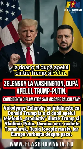 După apelul Trump–Putin, Zelensky ajunge la Washington. Ce urmează pentru Ucraina? Donald Trump și Vladimir Putin au discutat pentru prima dată din august, descriind convorbirea drept „productivă”. La o zi distanță, Zelensky sosește la Washington, cerând rachete Tomahawk. Între apeluri diplomatice, atacuri aeriene și promisiuni de pace — lumea urmărește dacă urmează un pas real spre finalul războiului sau doar o nouă rundă de presiune politică. Rămâi până la final — pentru o întrebare care deschide dezbaterea. 🎙️ #Ucraina #TrumpPutin #Zelensky #Diplomatie #geopolitica 