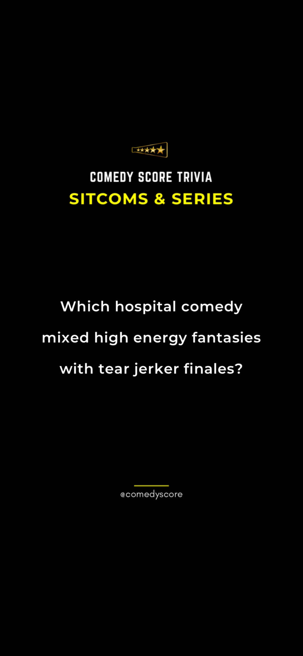 Heart surgery on your funny bone. Surreal cutaways and real emotion made this med school of laughs unforgettable. Which episode still hits you right in the feels?  .  .  .  .  .  #ComedyScore #ScoreLaughs #ComedyScoreCard #ZachBraff #Scrubs