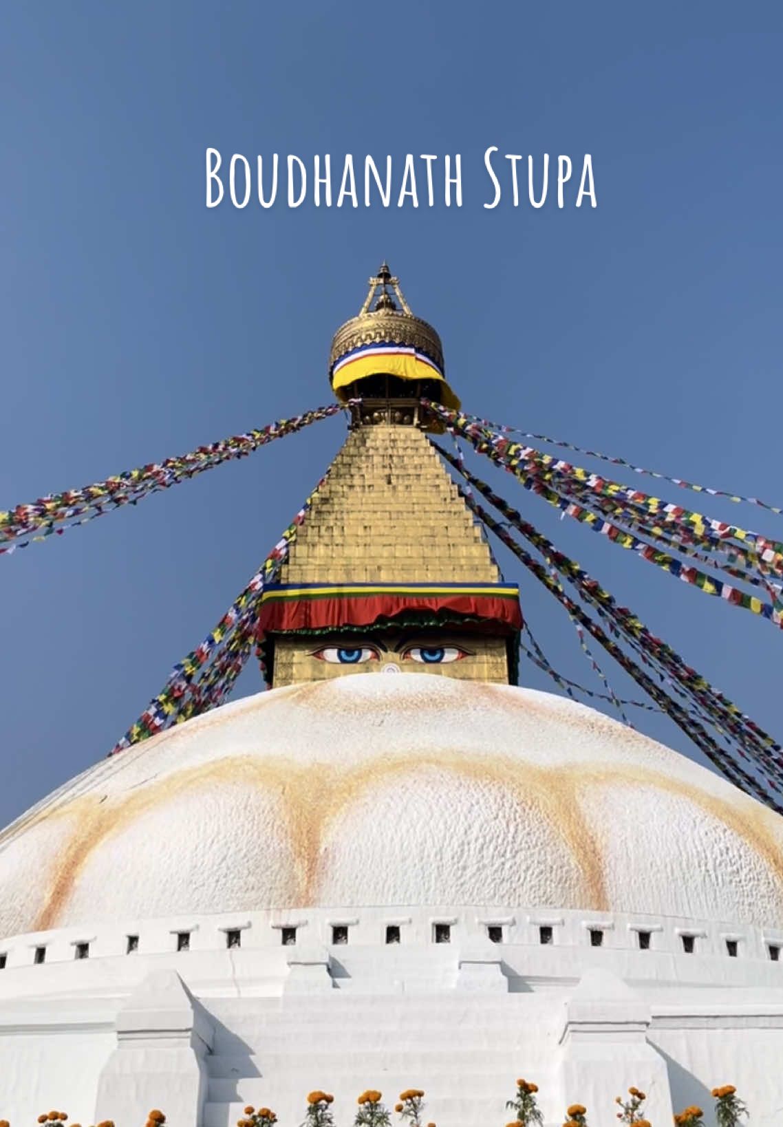 A little dream of mine to visit the Boudhanath Stupa in Kathmandu .. and when I got here … well ... it was magical 💕 It is definitely one of my most favourite places to visit here .. so much so .. I came back twice !!! It was a little gloomy the first time I visited but still awe inspiring, so after our hikes in the Everest region it was such a treat to come back here in better weather.  The gold and white on the stupa truly looked incredible backed with blue skies shining in the sun, my god this place is incredible.  I love the hustle and bustle of Buddhist monks and nuns, pilgrims, devotees and tourists circling the site, saying prayers and offering gifts. Such a spiritual place that is truly magical to experience.  It was my happy place ❤️ . . . . #nepal #katmandu #boudhanath #beautifulnepal #travelnepal 