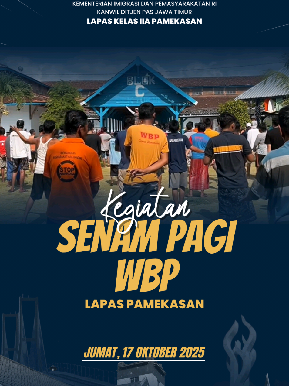 Kegiatan Senam Pagi WBP Lapas Pamekasan Setahun Bekerja, Bergerak - Berdampak. [Humas Lapas Pamekasan] @kemenimipas_ri @Drs. Agus Andrianto, S.H., M.H  @ditjenpemasyarakatan @pemasyarakatan.jatim #fyp #Kemenimipas #Ditjenpas #PemasyarakatanJatim #lapaspamekasan 