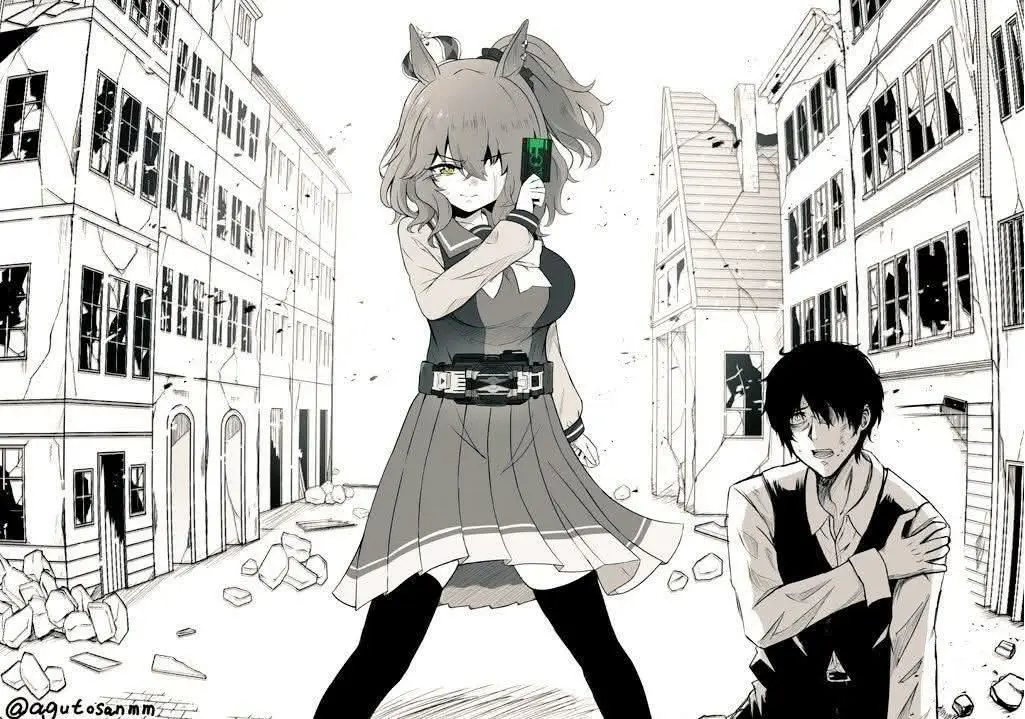 Who are you? Cre: もまむら (Pixiv) #kamenrider #zeronos #umamusume #astonmachan 