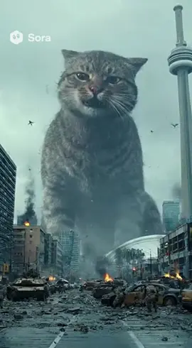 Just another day in Toronto… 😼💣🏙️ #TorontoProblems #CatMonster #Meowpocalypse #KaijuCat