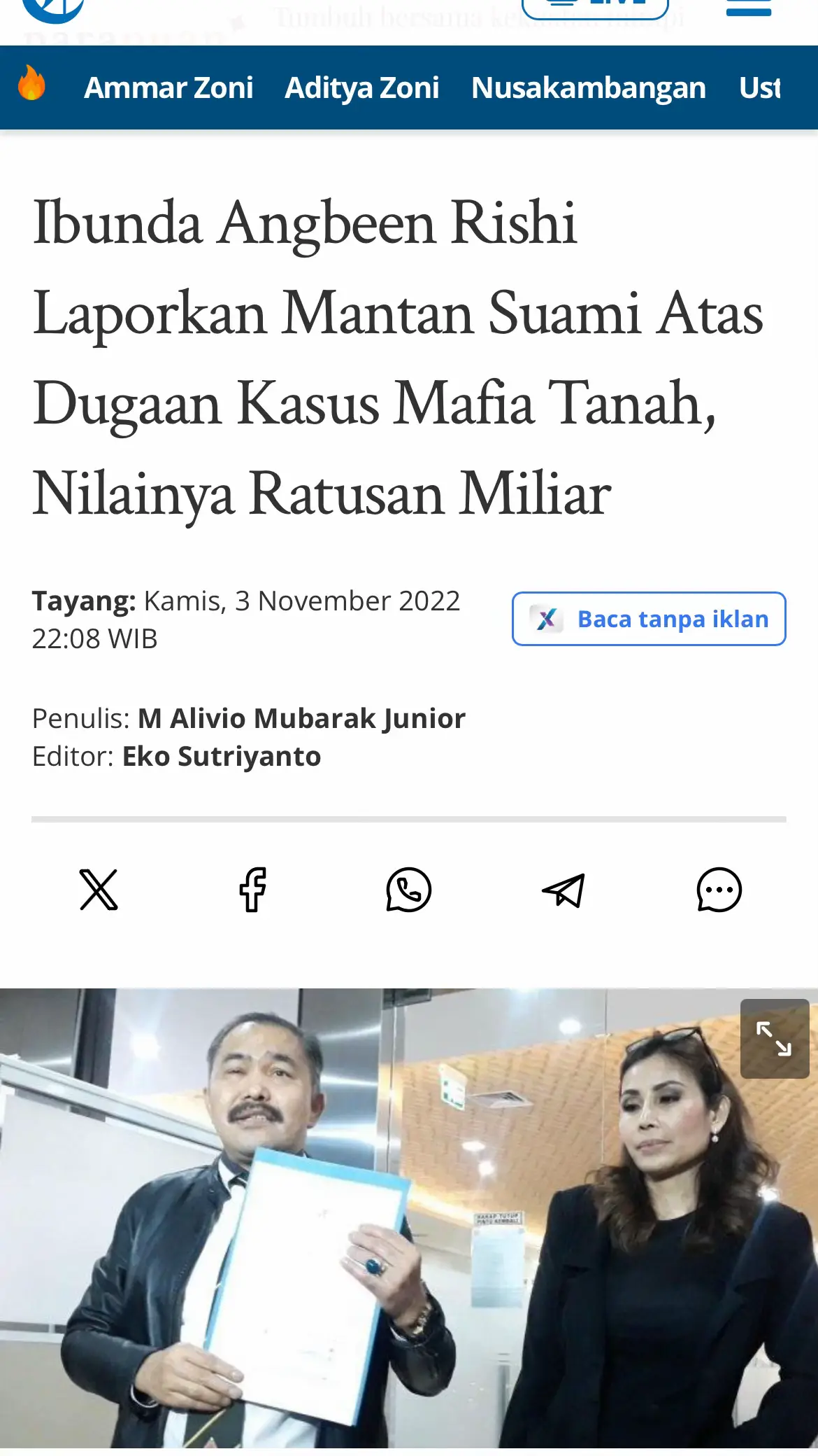 #beritatiktok #beritaviral #berita  Sumber : https://www.tribunnews.com/seleb/2022/11/03/ibunda-angbeen-rishi-laporkan-mantan-suami-atas-dugaan-kasus-mafia-tanah-nilainya-ratusan-miliar