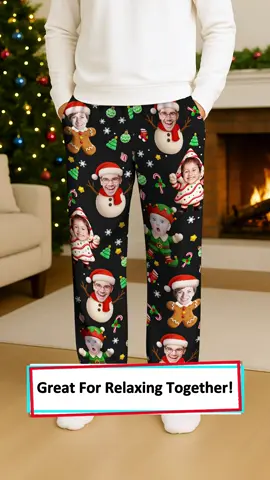 Our hilarious faces on these pants keep everyone laughing all season 🎄 #wanderprints #personalized #gifts #Christmas #giftforfamily