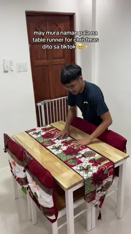 ang ganda ng tela kahit na mura lang 🥹 #christmastablerunner #tablerunners #christmastabledecor #christmasdecor 