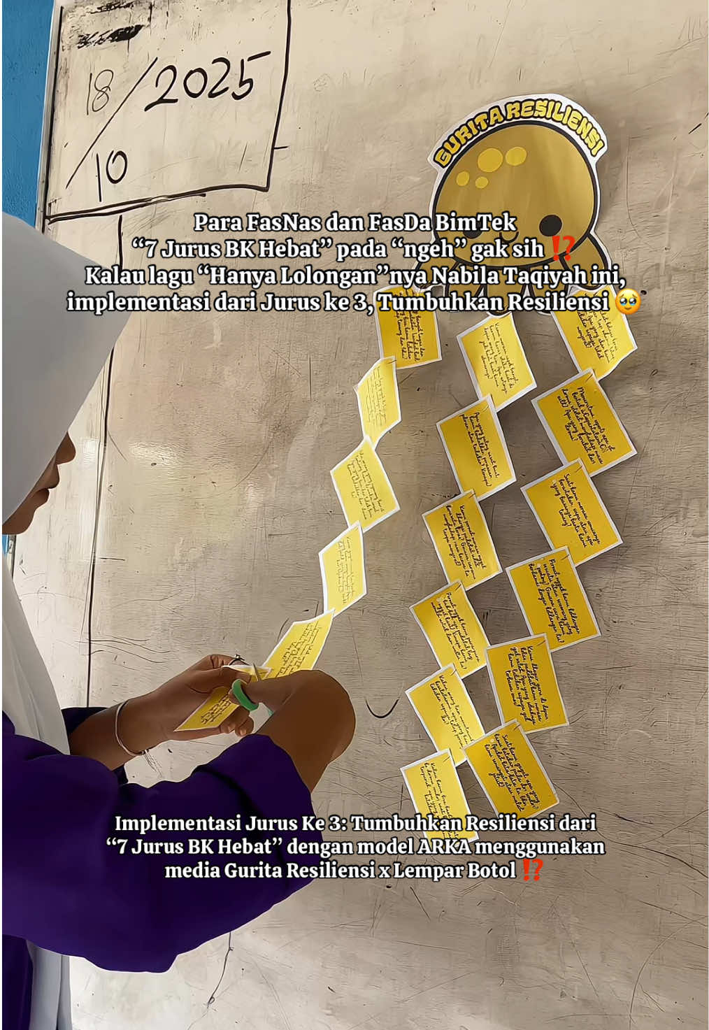 Implementasi Jurus Ke 3: Tumbuhkan Resiliensi dari “7 Jurus BK Hebat” dengan model ARKA menggunakan media Gurita Resiliensi X Lempar Botol ⁉️ #7jurusbkhebat #jurus3tumbuhkanresiliensi #tumbuhkanresiliensi #fasda #fasnas #ojlfasda #ojl7jurusbk #onthejoblearning #idelayananbk #materibk #inovasibk #gurubk #layananklasikal #materibksmp #materibksma #materibksmk #ARKA #modelarka #eksperientallearning 