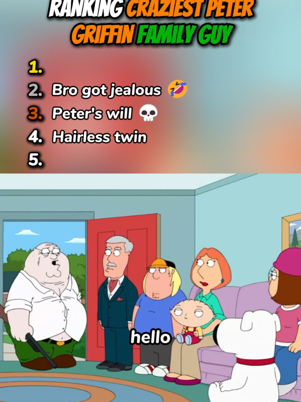 Ranking Craziest Peter Griffin in Family Guy 🤣 #top5 #familyguy #familyguyfunnymoments #funny #ranking 