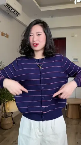 Áo Dệt Kim Dài Tay nữ kẻ sọc #aodetkim #phoidodep #thoitrangnu #xuhuongtiktok 