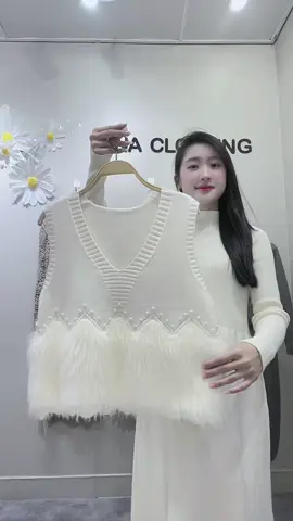 Lên set 2 chi tiết váy gile len lông đính ngọc SVTH11 cho bầu mặc đi chơi, đi tiệc😍#setvaybauxinh #xuhuongtiktok 