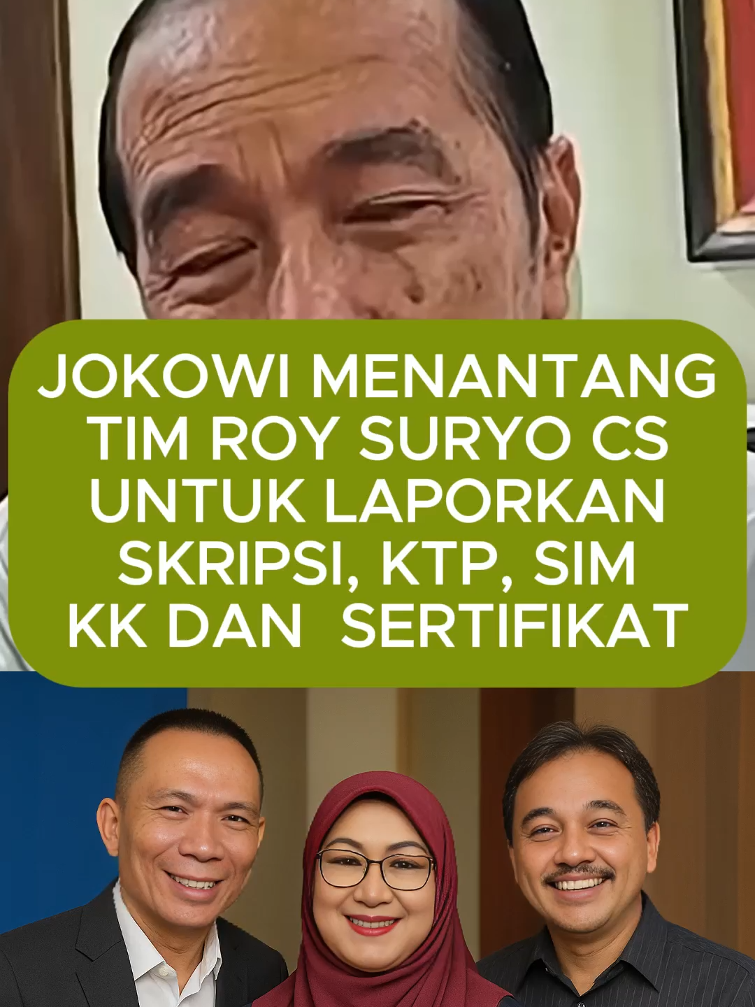 Jokowi Nantang Balik Tim Roy Suryo CS Untuk Laporkan SIM, KTP, KK Dan Sertifikat. Jadi Makin Seru #KasusIjazahPalsu #jokowidodo #roysuryo #rismonsianipar #doktertifa
