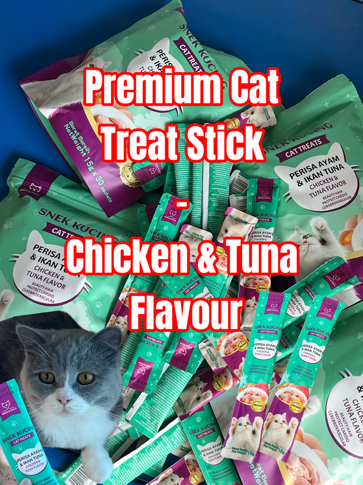 makanan stik premium buat si bulus yang sering gemarkan makanan premium！！ #cat #catsoftiktok #makanankucing #PetNutrition #FYP #pawntails