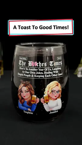 Laughter, stories, and our favorite drinks. This custom stemless glass makes every bestie night a little more special 🌸 #wanderprints #personalized #gifts #BestFriends #giftforbestie