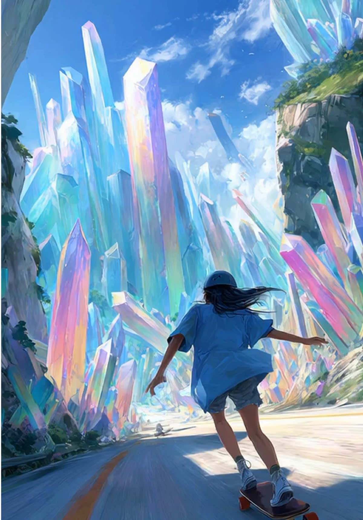 虹🌈 #anime #AIが見る夢 #rainbow #crystal #fantasy