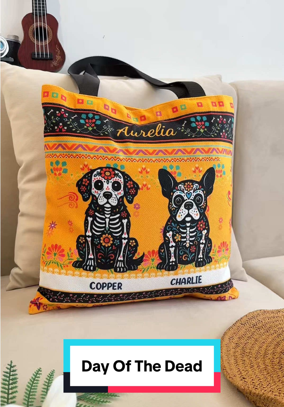 Honor your pet and culture, turning heads with vibrant Day of the Dead symbolism 🐾💀 #macorner #totebag #dayofthedead #petlove #latinaculture