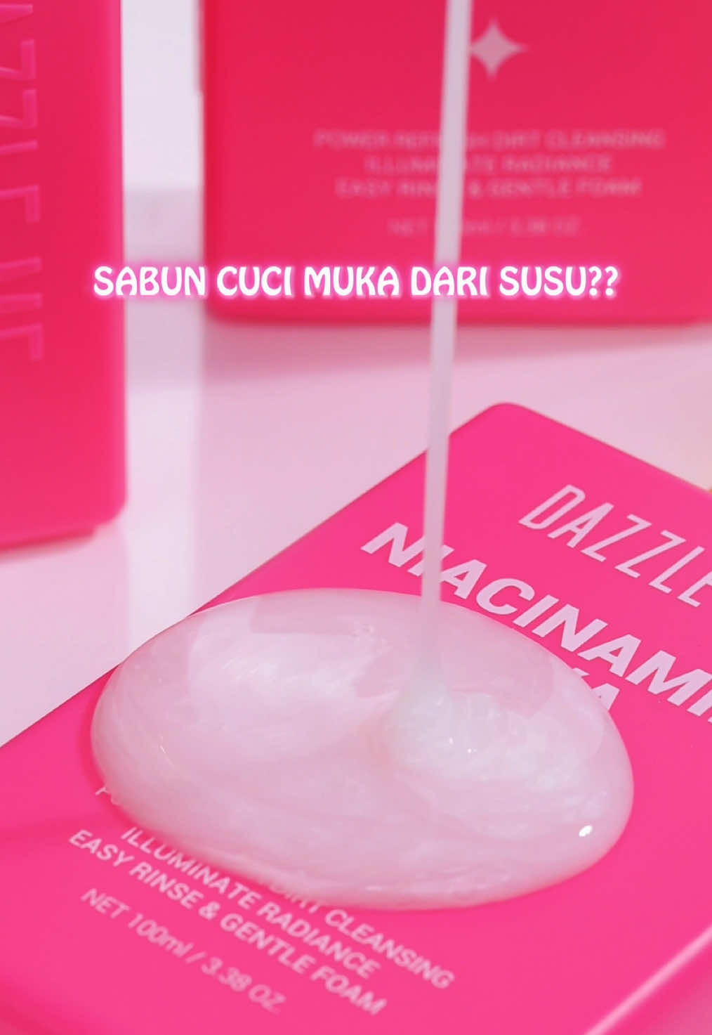 Milky vibes only! 🍼✨ Feels like washing your face with a cloud ☁️ #dazzlemeindonesia #dazzlemebeauty #dazzletheworld #facialwash #milkycleanser 