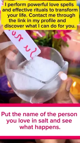 Put the name of the person you love in salt and see what happens,this magic is very ancient and very powerful,it works immediately instantly,the person will seek you and go crazy for you,if you feel that this person doesn't look for you,doesn't love you anymore or doesn't care,do this because it is powerful,before I teach you I want you to comment,below the initials of the person with the love code 8,8 8,they will no longer show uncertainty toward you,they will show what they have never shown,here's how to do it on a piece of paper,write the person's name seven times,take your saliva and rub it on all of those names,always visualizing how you want that person to be,why saliva because it is your DNA,which is very important for this ritual,fold the paper seven times with the names facing you,then take a glass and add 7 tablespoons of salt,put the paper inside and place it somewhere high,why salt because salt is the mineral of universal creation,this person will do everything you want,always do this with faith and it will be attended to. #witch #witchtok #witchcraft #witches #Florida