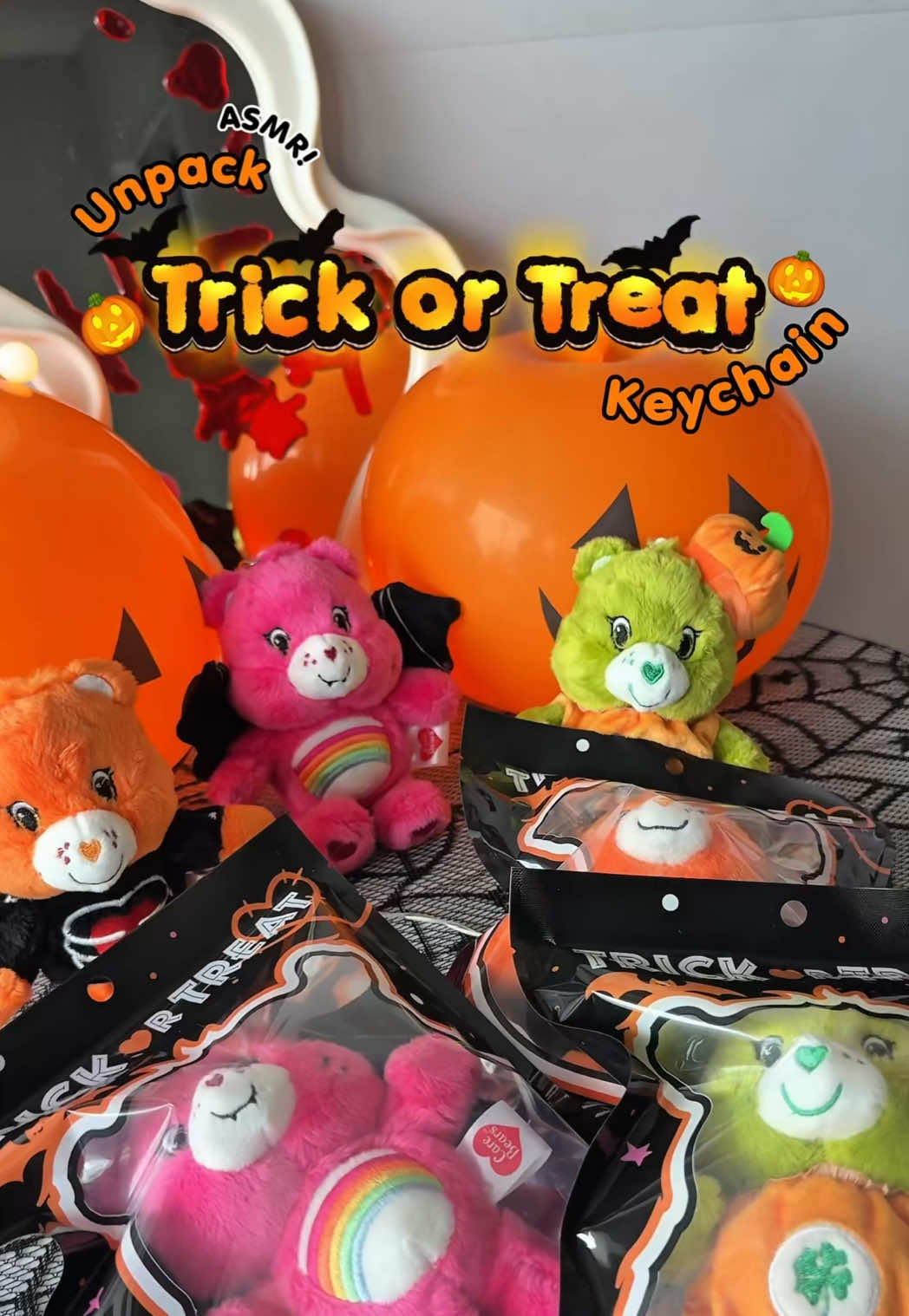 🧸ASMR Unpack Trick or Treat Keychain จากคอลเลคชั่น Love you to Death 🎃👻 #taketoysth #carebears #carebearsthailand #halloween #ฮาโลวีน 