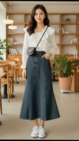 Chân váy jean xoè đuôi cá #chanvayrin  #thoitrangu40  #phongcachngocanh 
