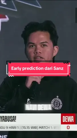 Early prediction dari Sanz, nih!  Kalau menurut kalian siapa dua tim yang bakal lolos ke babak playoffs, guys? 🤔  #DynamicMPL #Adhoc #Onic #Sanz #MingguBerdarah    