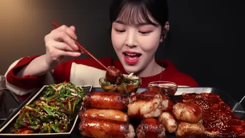 ASMR MUKBANG LÒNG MỠ SIÊU TO + NẤM KIM CHÂM BULDAK CAY #mukbang #asmr #mukbangvideo #ăncungtiktok #ănngon 
