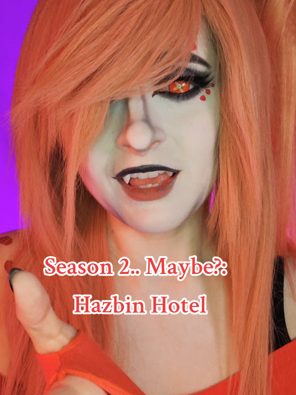 Okay but hear me out, what if Cherri starts having regrets in season 2 and decides full heartedly to join/participate in the hotel  . My wonderful contact lenses are Cherri Bomb Red X 17mm Mini Sclera once again from @MocoQueen  for anyone looking to upgrade their Cherri cosplay #cherribomb #cosplay #hazbinhotel #season2 #mocoqueen 