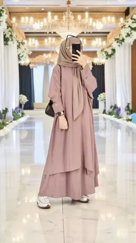 One set Abaya Fatiya set abaya matt cringkle airflow premium Tunik+Rok Jumbo Baju Wanita Muslim Dewasa Crinkle Nyaman #set #oneset #tunik #ootdfashion #trending 