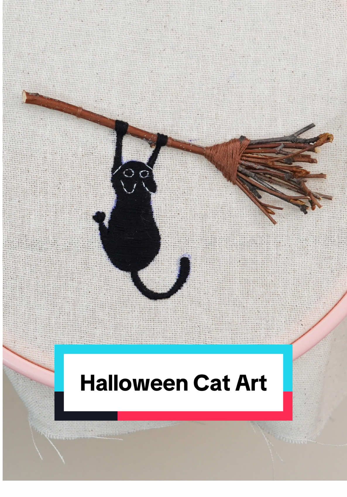 I wanna be a part of the trend but I don’t think I did it right 😂 oh well. Here’re the cats 🐈‍⬛ 🐈‍⬛🐈‍⬛🧹 #halloween #blackcats #threadart #creativeart #funnyhalloween 