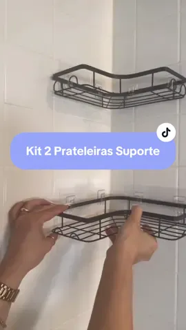 🛍️COMPRE AQUI : 👇🏻 https://s.shopee.com.br/3fv5dd4RMO  Kit 2 Prateleiras Suporte Com Alto Adesivos Para Parede Banheiro Cozinha Lavanderia Shampoo Sabonete #k#kitdebanheirop#prateleirasuspensa