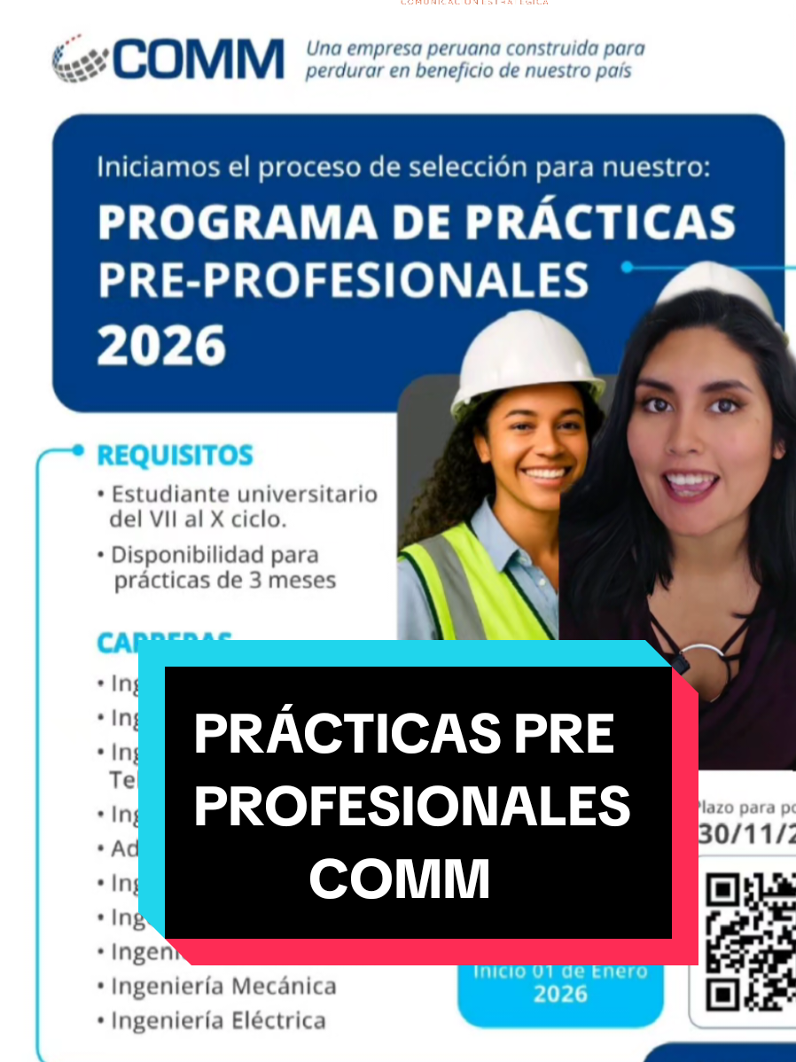 🚀 ¡Iniciamos nuestro Programa de Prácticas Pre-Profesionales 2026! Buscamos estudiantes talentosos y comprometidos que deseen poner en práctica sus conocimientos, desarrollar habilidades y vivir una experiencia de aprendizaje en una empresa certificada en Great Place to Work. 👉 Postula aquí: https://lnkd.in/esmZCXTU 📅 Inicio: 01 de enero de 2026 📌 Plazo para postular: 30 de noviembre de 2025 #OportunidadLaboral #prácticaspreprofesionales  #publicidad  #peru 