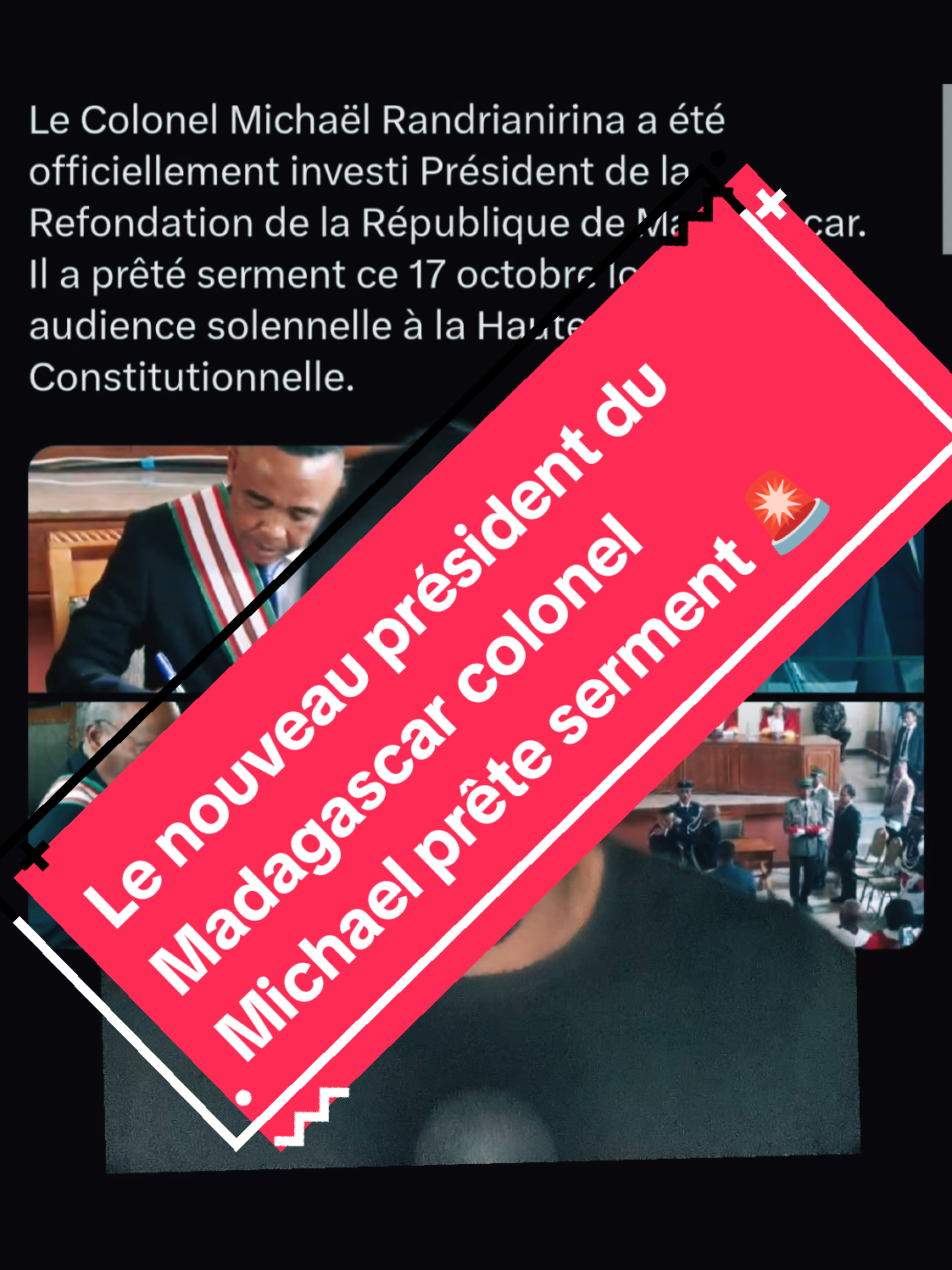Le nouveau président du Madagascar colonel Michael prête serment 🚨🔥 #pourtoi #madagascar3 #Madagascar #aes #president 