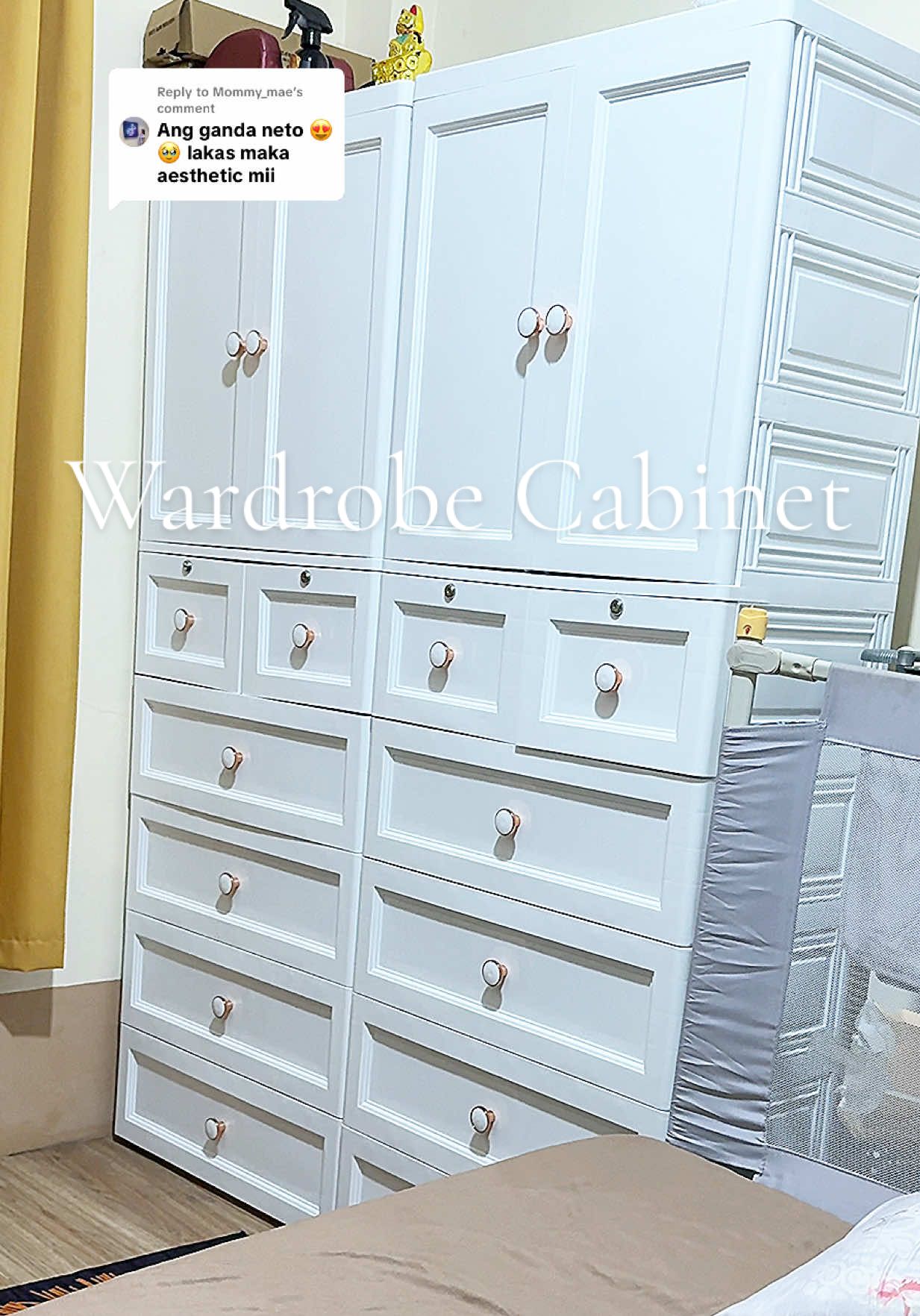 Replying to @Mommy_mae sarap sa mata maaliwalas at lakas maka Aesthetic talaga netong wardrobe Cabinet sa kwarto Mima 🥰❤️ #cabinet #clothesorganizer #wardrobecabinet #storagecabinet #tiktokfinds 