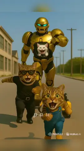 The kitten gets teased for playing with a plastic excavator, so the father cat builds a robot excavator.             #catfunnyvideos #superpapa #catcartoon #supercat #robottoy 