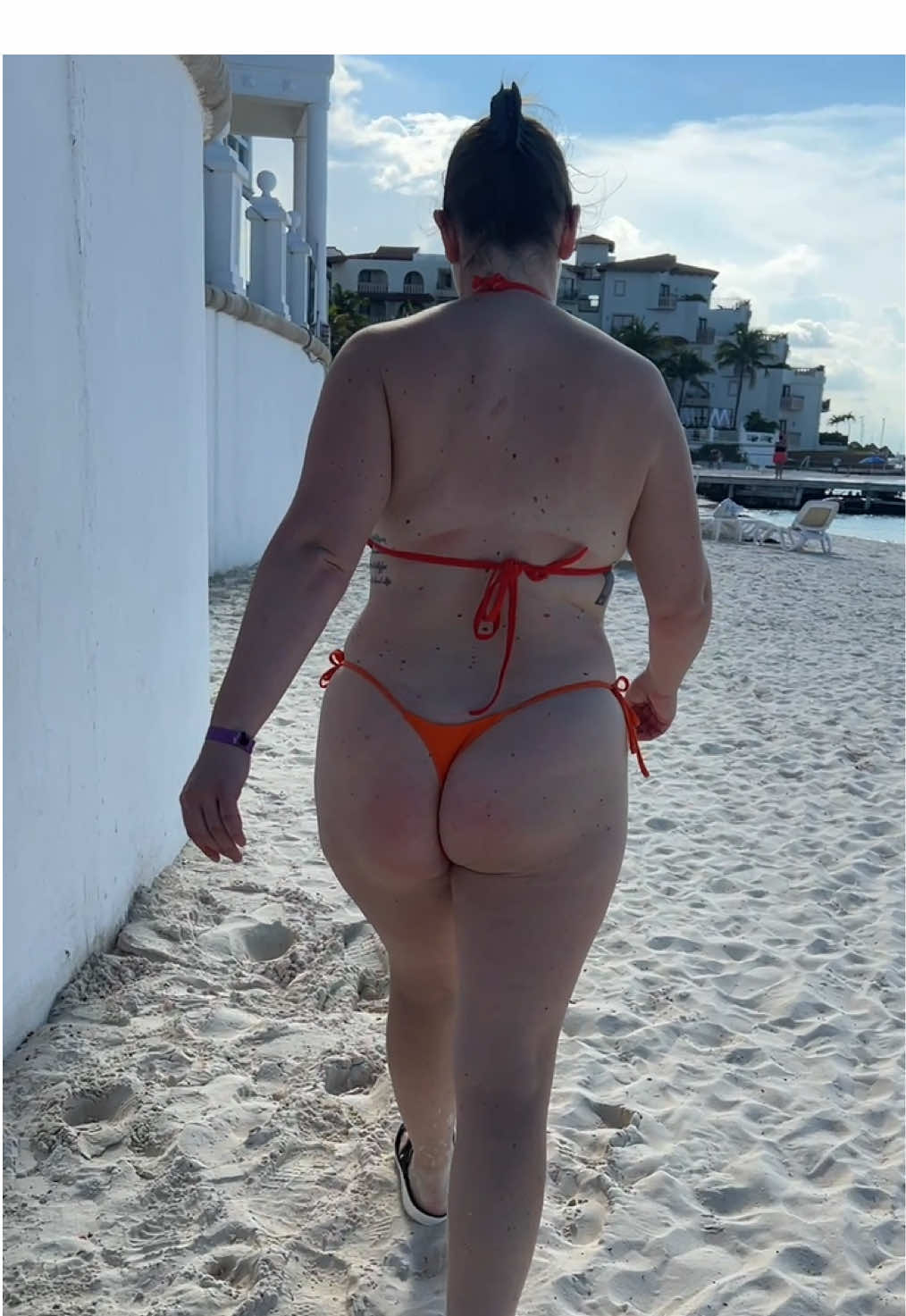 vacay throwback #beachwalk #mexico #cancun #bikini #sand ☀️