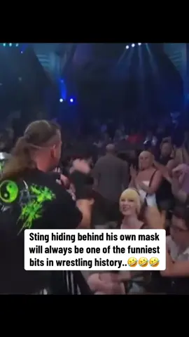 Sting hiding behind his own mask will always be one of the funniest bits in wrestling history..🤣🤣🤣 #sting #tna #WWE 