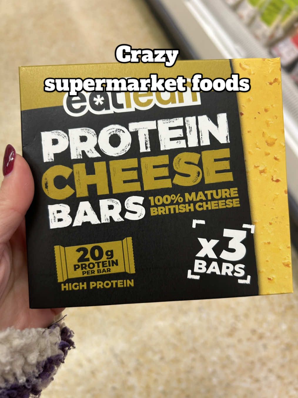 Crazy foods I found in the supermarket this week. Cheese protein bars have me shooketh!  #supermarket #britishfood #healthyshopping #supermarkethaul #proteinbars 