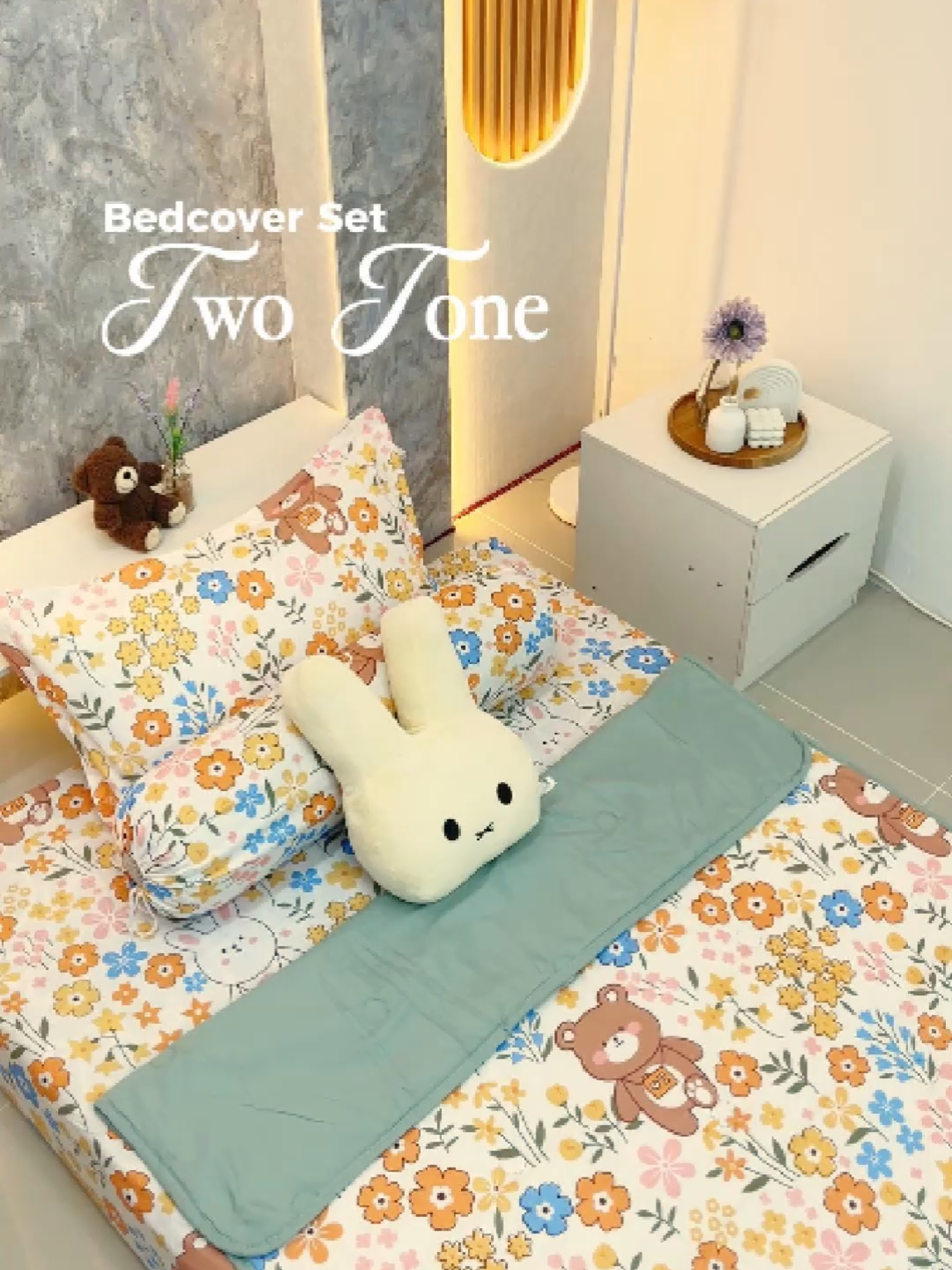 Rekomendasi set sprei two tone yang motifnya gemes 😍 #ratusprei #spreiaesthetic #gajiansale #spreikarakter #fyp 