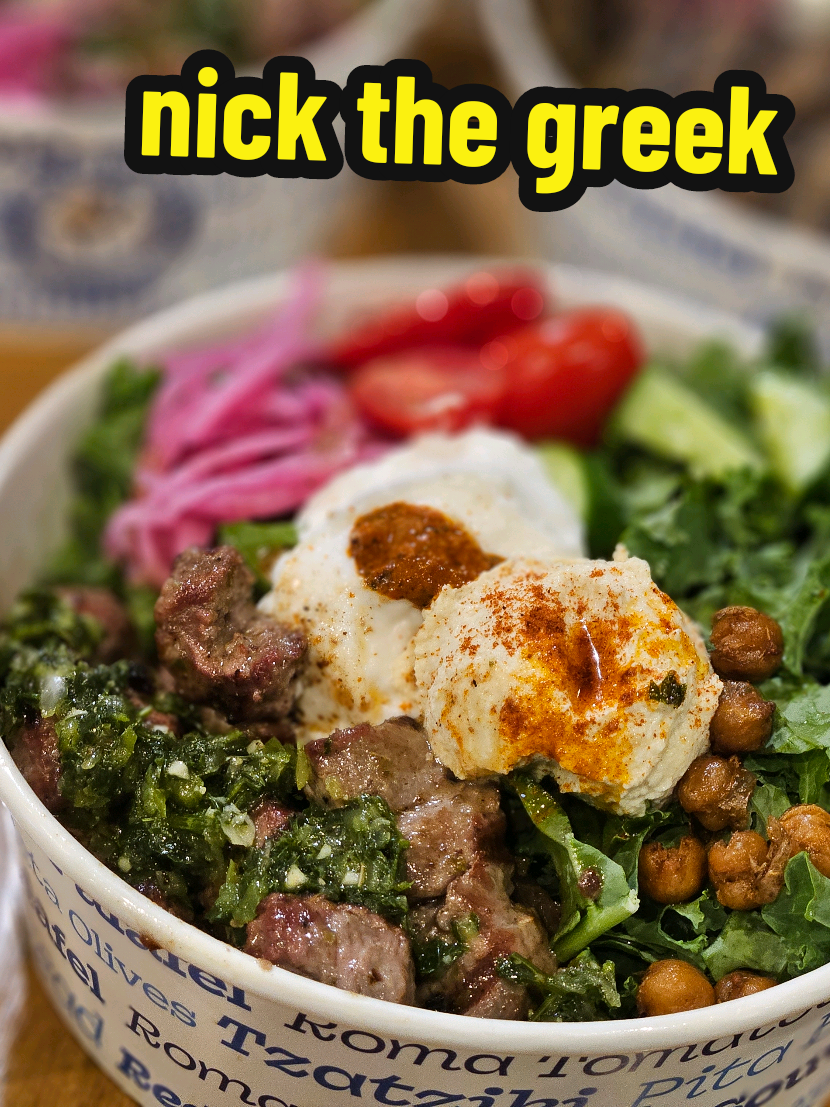 If you're in Fair Oaks and not hitting up Nick the Greek.. you're missing out. Mediterranean Bowl is next level, Fresh kale, hummus, tzatziki, steak with chimichurri, and crispy chickpeas. Save room for the Tart froyo + baklava + honey = the perfect sweet finish. @Nick The Greek  5355 Sunrise Blvd, Fair Oaks, CA 95628 #GreekDessertGoals #viralvideo #HiddenGems #fyp #viraltiktok 