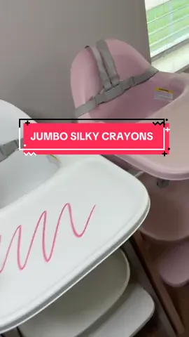 Just casually coloring on my son’s highchair to prove a point🖍️😂 #christmasgiftideas #messfree #toddlergiftideas #silkycrayons #washablecrayons 