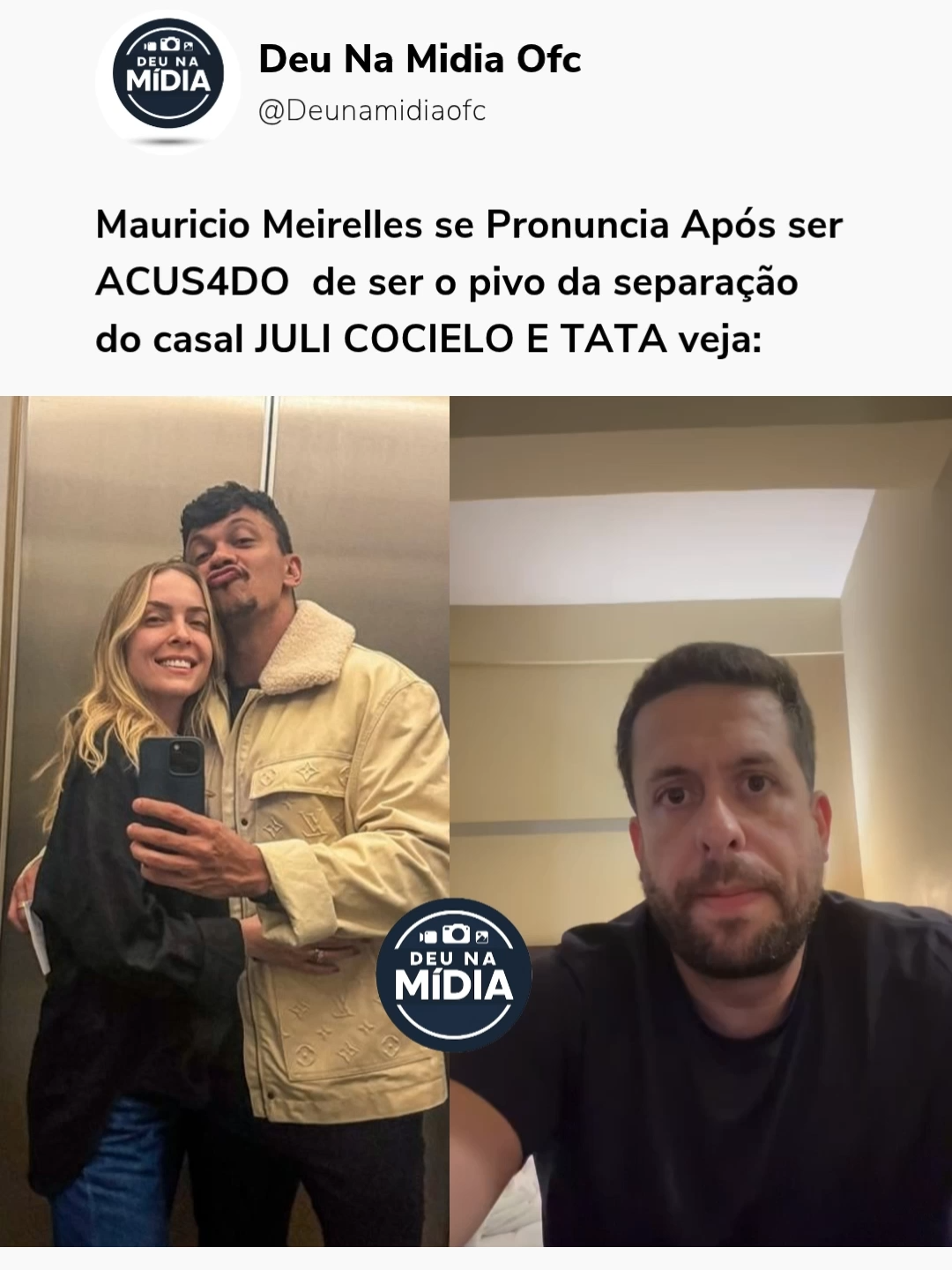 Mauricio Meirelles se Pronuncia Após ser ACUS4DO de ser o pivo da separação do casal JULI COCIELO E TATA veja: #mauriciomeirelles #juliococielo #tatawerneck