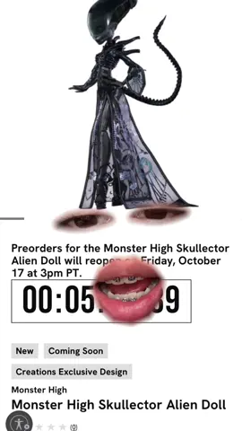 Monster high skullector x alien, la van a comprar ? Volverá a salir a las 3pm hora USA para que estén pendientes los que no alcanzaron #skullector #monsterhigh #alien #muñecasdecoleccion #parati @Monster High 